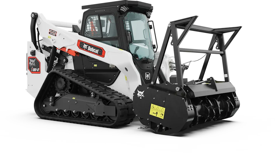 Bobcat compact track loader with mulcher attachment