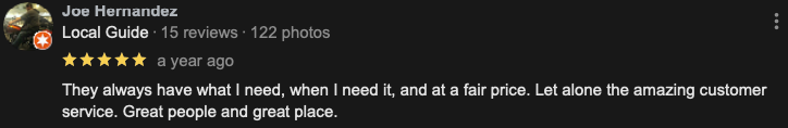 Customer review of Lee's Rent It